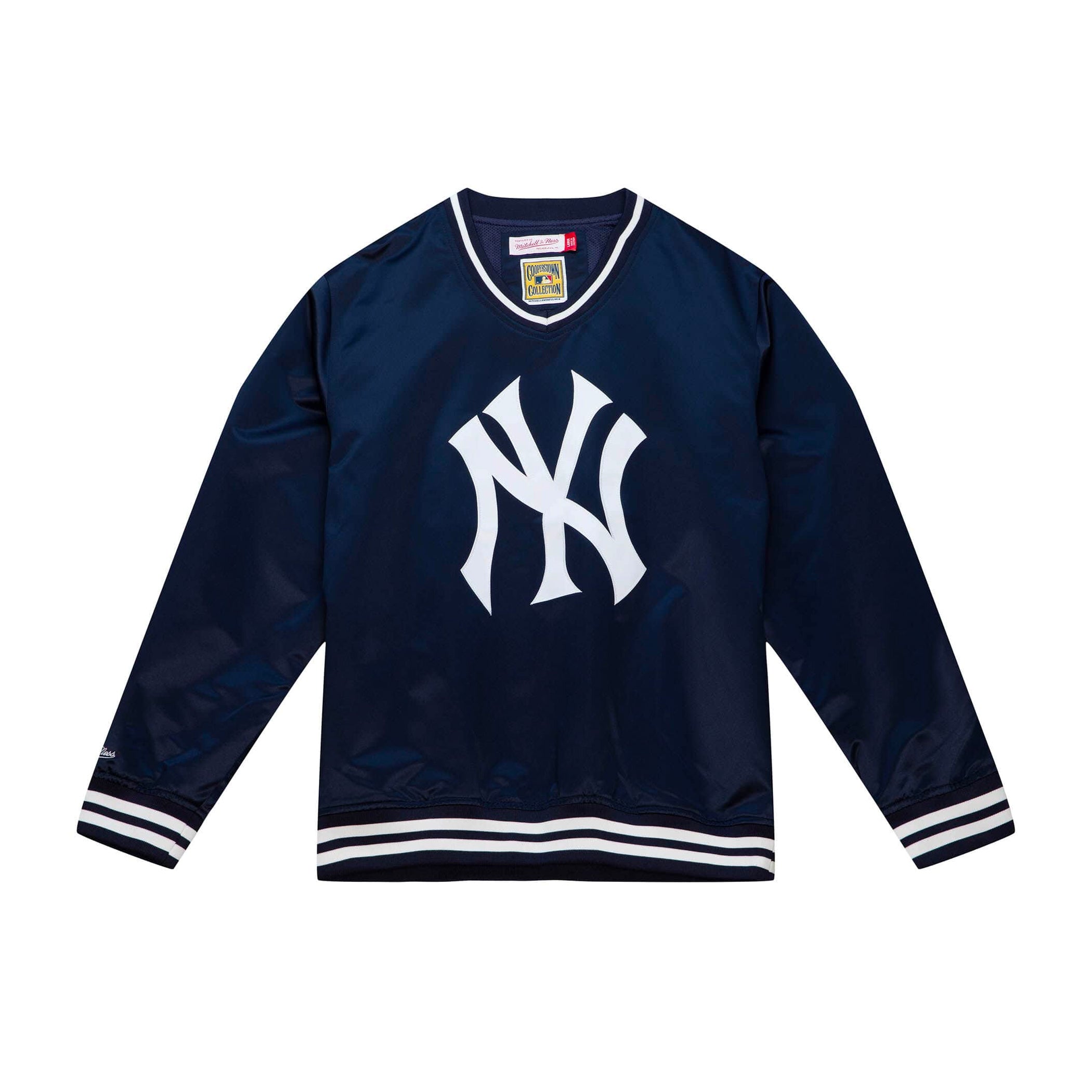 Men’s Mitchell & Ness New York Yankees Sideline Pullover Navy Satin V-Neck  Jacket