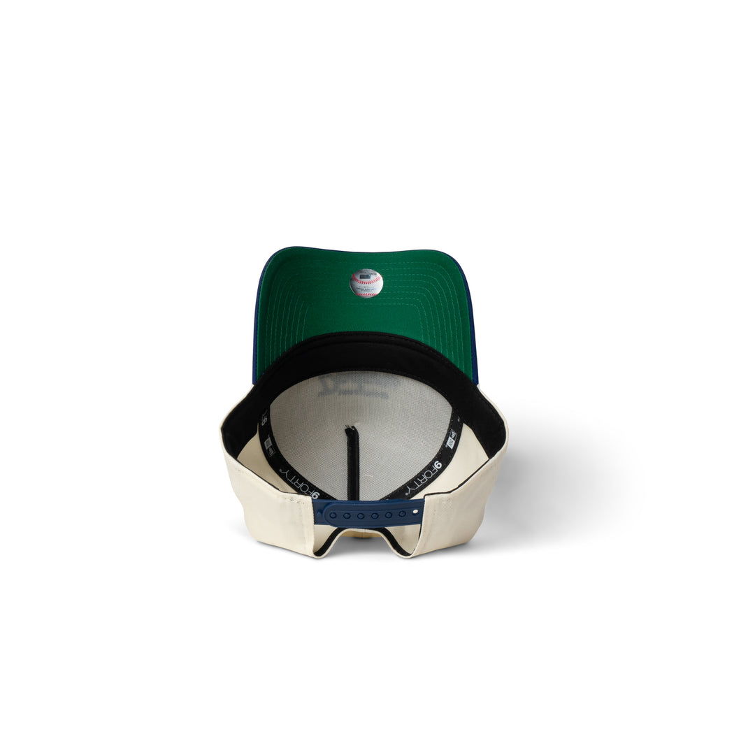 New Era Dodgers Micro Script 9Forty Snapback Chrome/Dark Royal