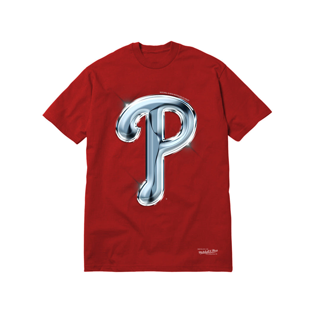 Mitchell & Ness Phillies Liquid Chrome Tee Red