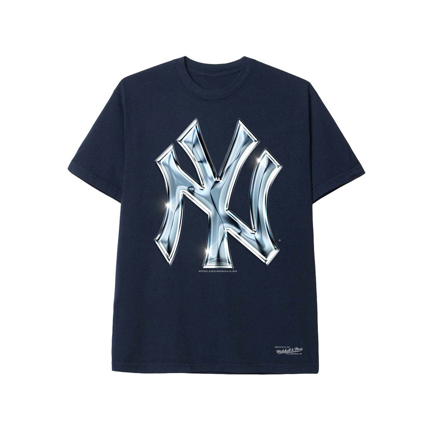 Mitchell & Ness Yankees Liquid Chrome Tee Navy