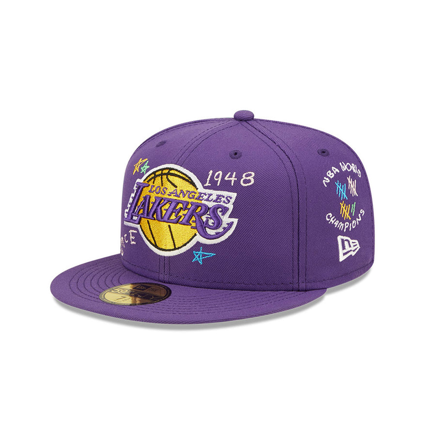 New Era Los Angeles Lakers NBA Scribble 59FIFTY Fitted Purple