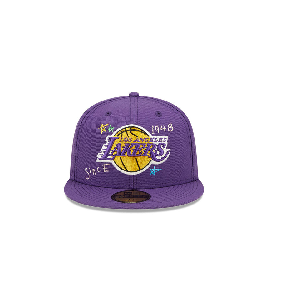 New Era Los Angeles Lakers NBA Scribble 59FIFTY Fitted Purple